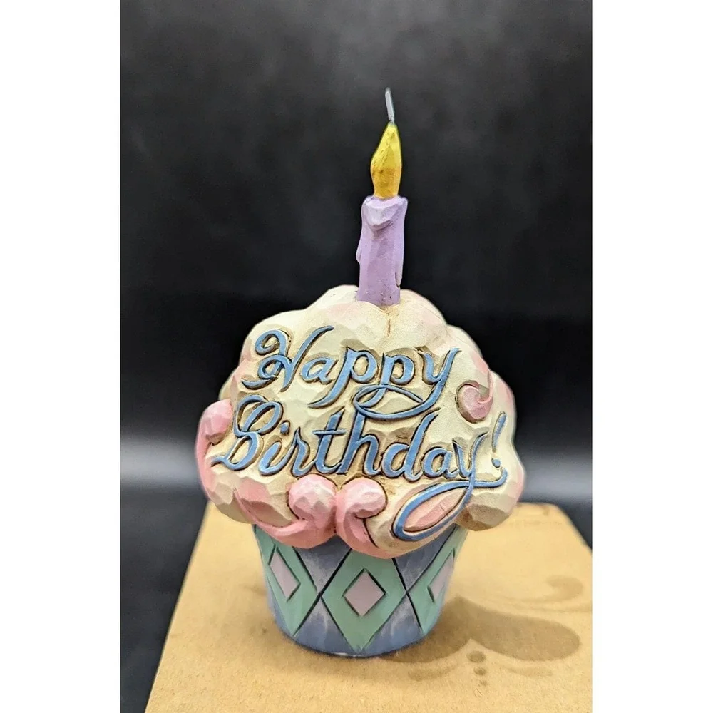 Jim Shore Mini Birthday Cupcake Figurine 4052066 W Box Hand Painted